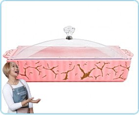 PM138 Pink Piring Kue Persegi Dengan Motif Marmer